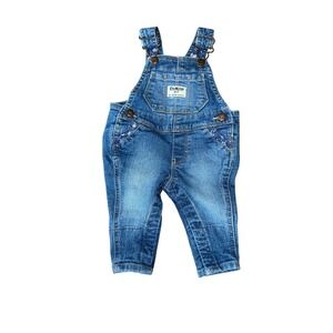 Oshkosh Girls Size 3 Months Jean Floral Cuff‎ Lining Trim Vestbak Overalls